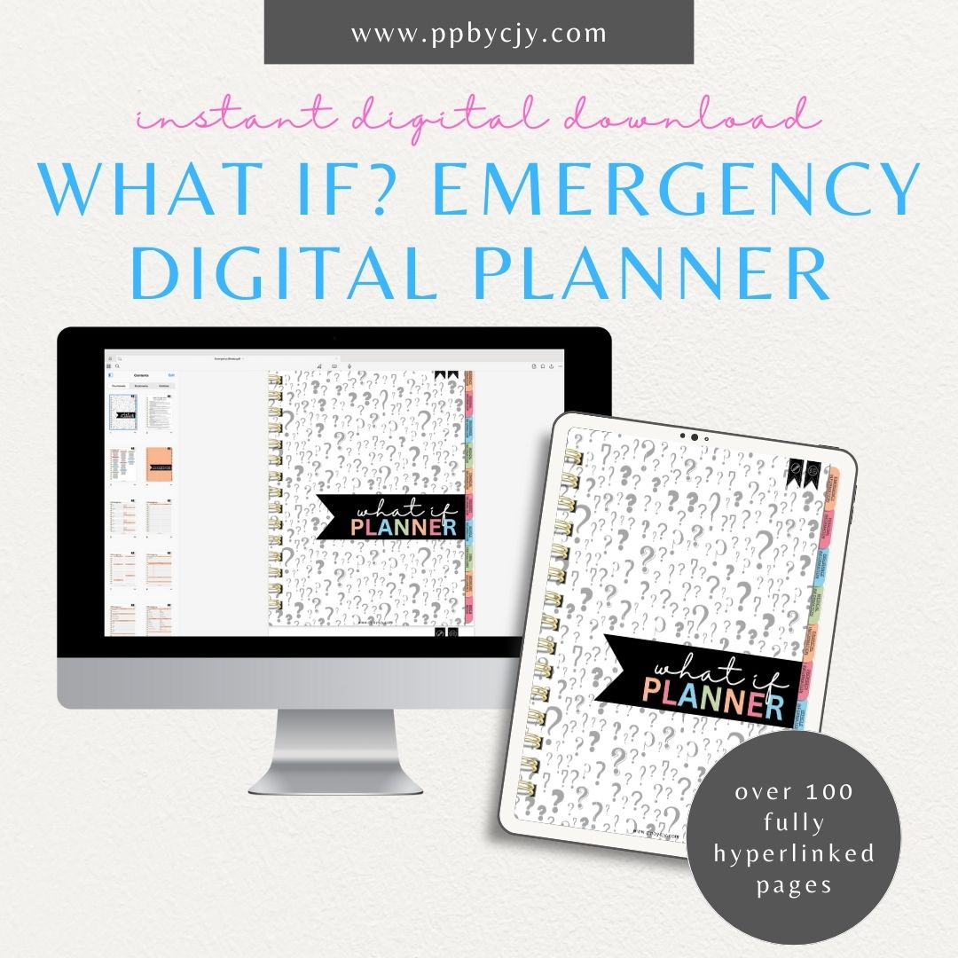 Emergency Prep Paperwork Organizer Digital Planner  – Digital download for ensuring that all important paperwork is in order for emergency preparedness, including documents, contacts, and essential records