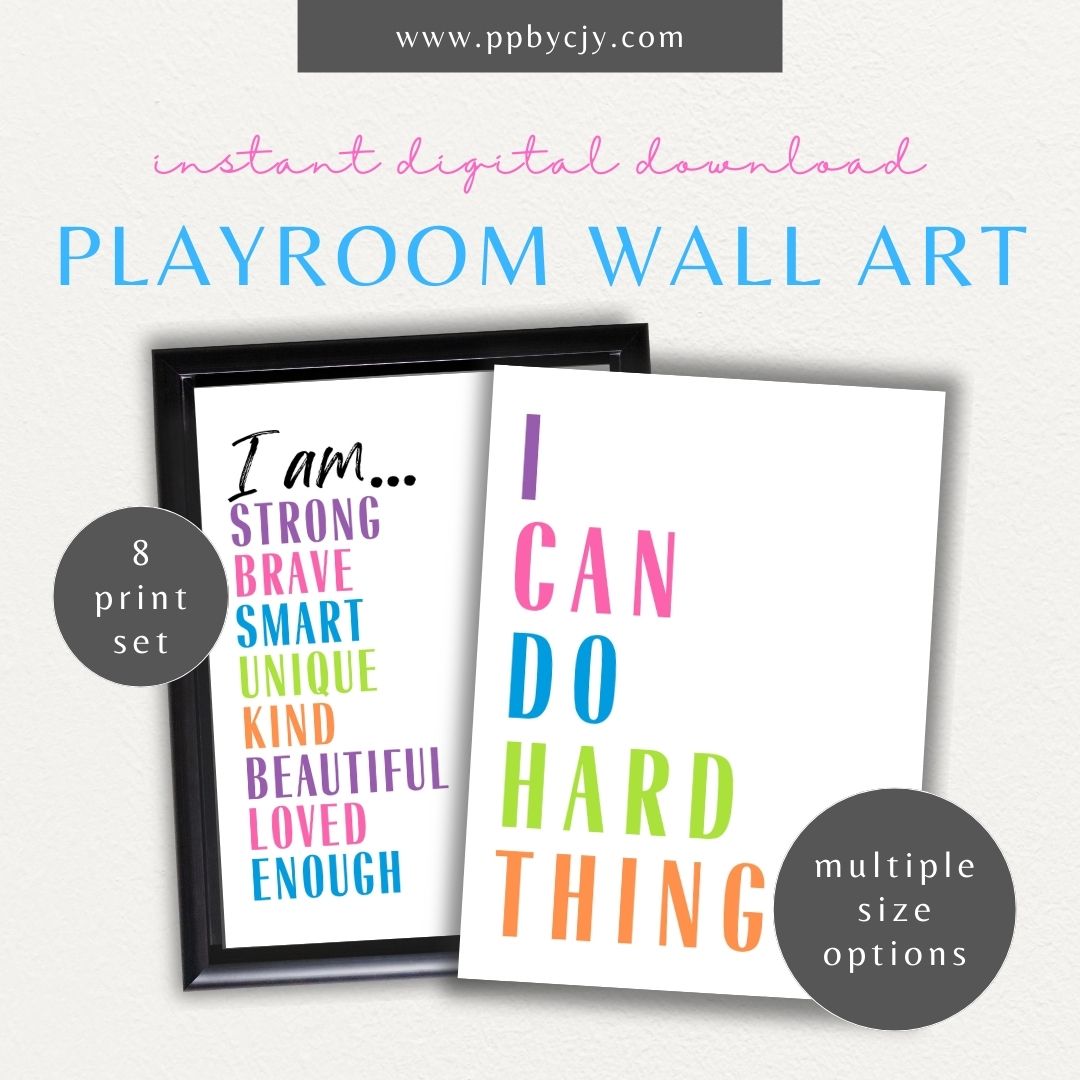 Bold Motivational Wall Art for Kids Printable – Vibrant designs for playroom, homeschool, or classroom