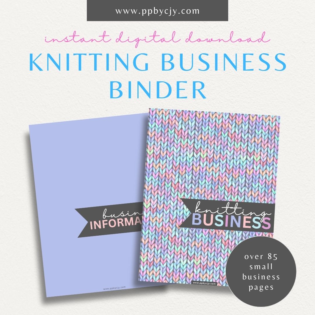 Knitting Business Planner Printable Template – Digital download for organizing and managing various aspects of your knitting business, including projects, inventory, and customer orders.