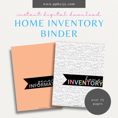 Home Inventory Bundle Printable Template – Digital download featuring a set of tools for comprehensive cataloging and managing your home inventory.