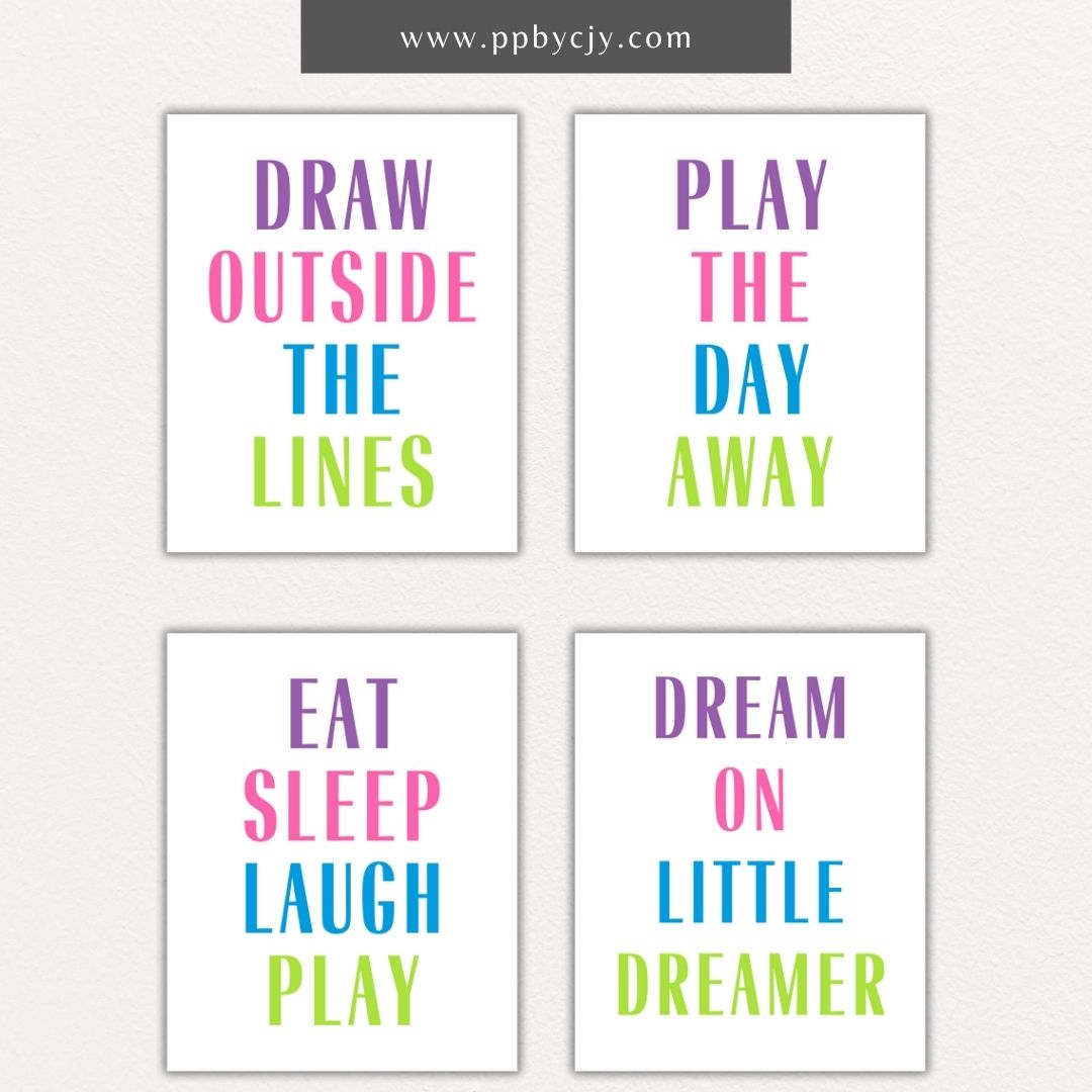 Bold Motivational Wall Art for Kids Printable – Vibrant designs for playroom, homeschool, or classroom