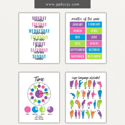 Educational Wall Art for Kids Printable – Bold learning designs for playroom, homeschool, or classroom