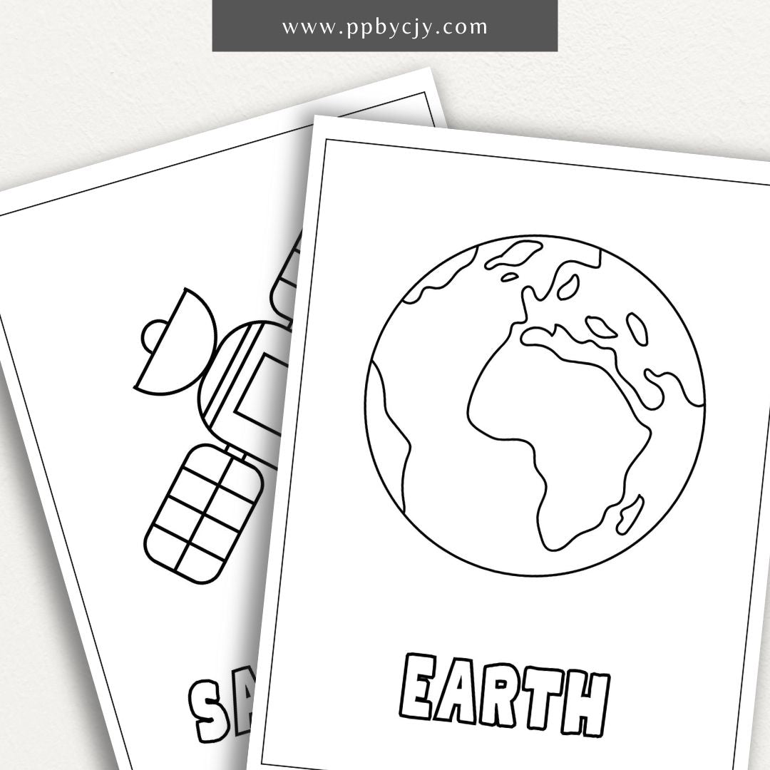 Planet Pals Coloring Book Digital Download – 30 Simple and Easy Space-Themed Coloring Pages