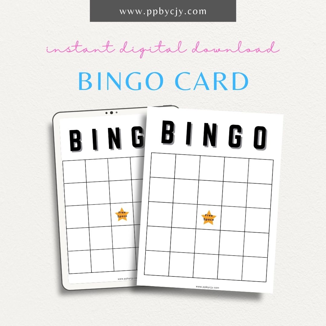 Bingo Card Printable Template – Digital Download for Creating and Playing Bingo Games