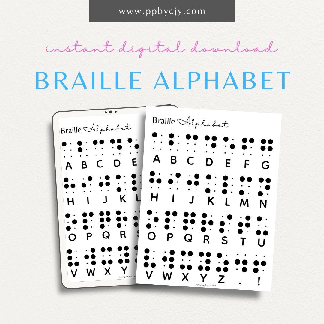 Braille Alphabet Sheet Printable Template – Digital download for learning and teaching the Braille alphabet and tactile reading skills