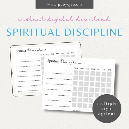 Spiritual Ritual Weekly Tracker Printable Template – Digital download for tracking spiritual practices, rituals, and mindfulness activities.