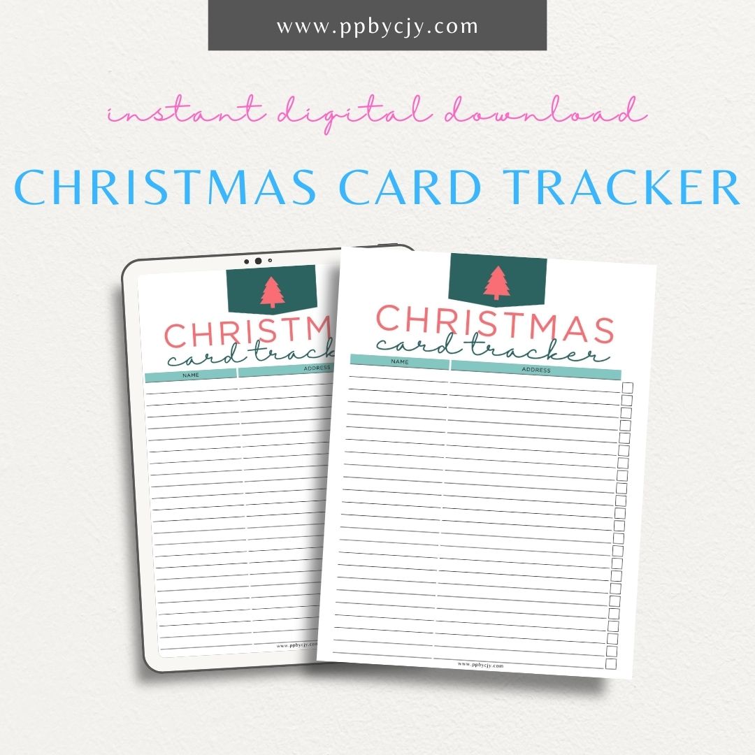 Christmas Card Address Book Printable Template – Digital Download for Organizing and Managing Addresses for Christmas Cards