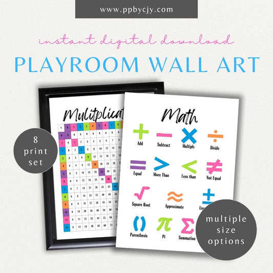 Educational Wall Art for Kids Printable – Bold learning designs for playroom, homeschool, or classroom