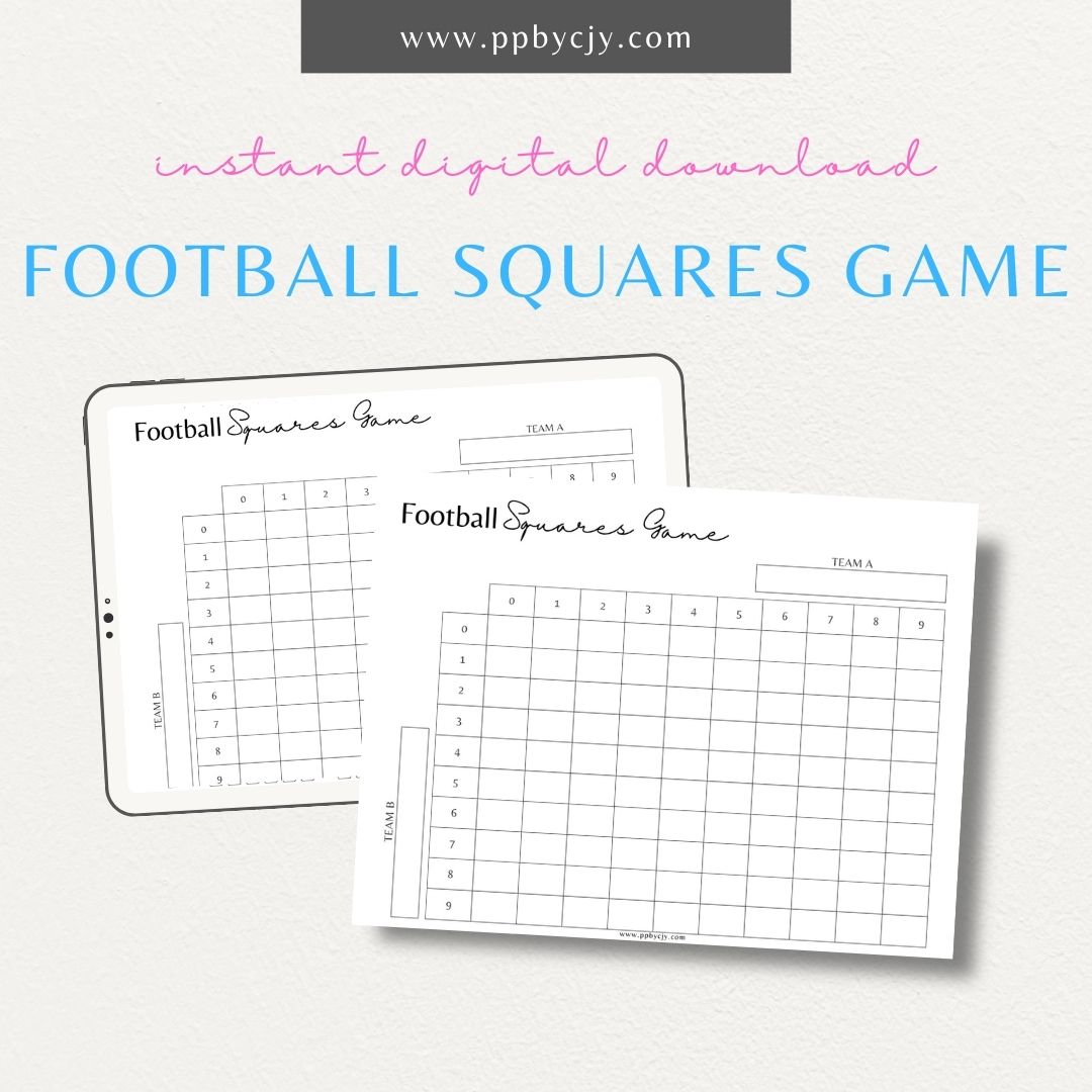 printable template page with columns and rows for sports football pool game