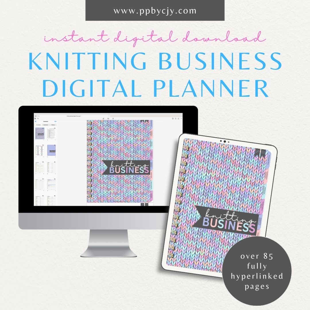 Knitting Business Digital Planner – Digital download for organizing and managing all aspects of your knitting business, including projects, orders, and finances.