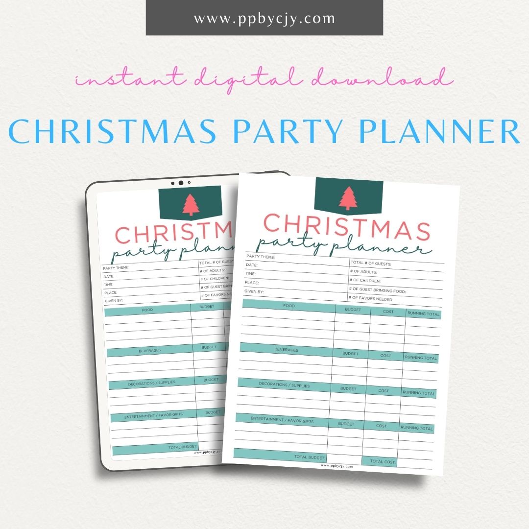 Christmas Holiday Party Planning Printable Template – Digital Download for Organizing and Managing Christmas Party Details and Tasks