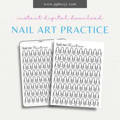 printable template page for nail artwork practice