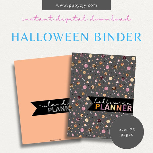 Halloween Holiday Planner Printable Template – Digital download for organizing and managing Halloween events, activities, and decorations.