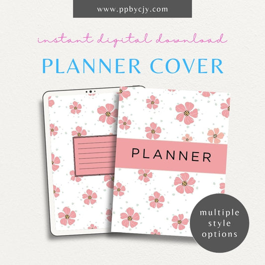 printable template page for covering a binder with flower style