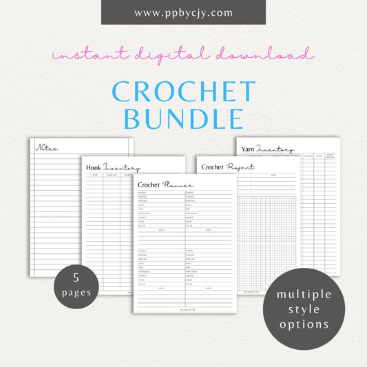 Crochet Project Printable Template – Digital Download for Organizing and Documenting Details and Progress of Crochet Projects