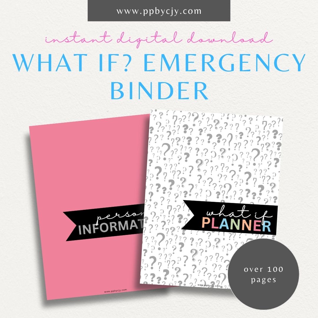 Emergency Prep Paperwork Organizer Printable Planner  – Digital download for ensuring that all important paperwork is in order for emergency preparedness, including documents, contacts, and essential records