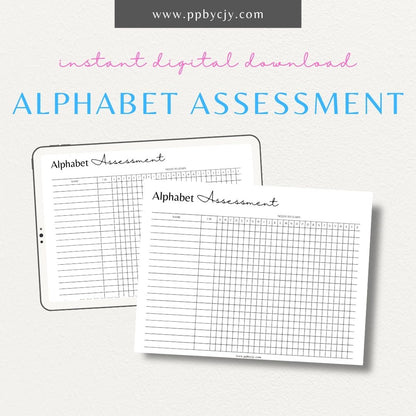 Alphabet Assessment Sheet Printable Template – Digital download for tracking and assessing letter recognition in early learners