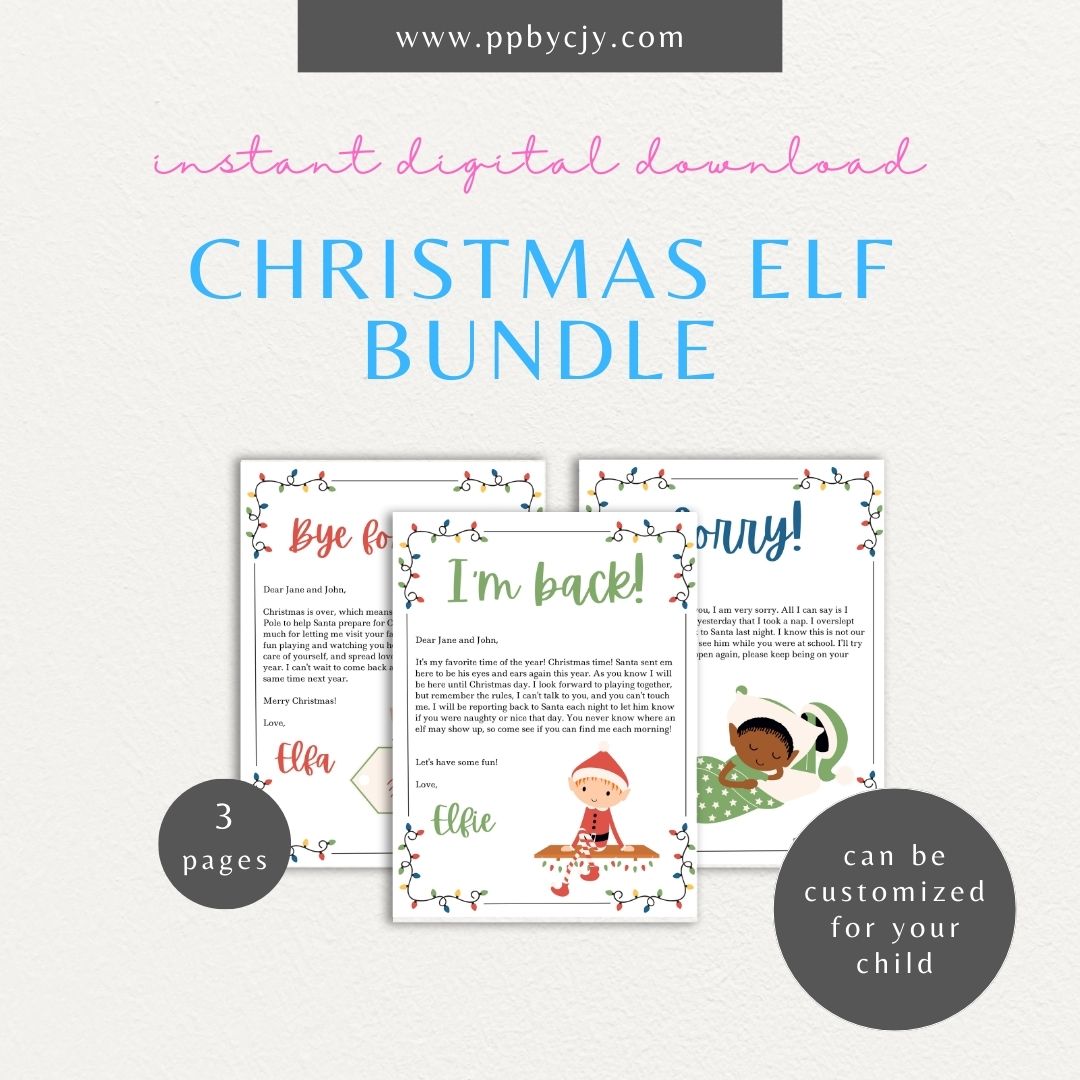 Christmas Elf Personalized Letter Printable Template – Digital Download for Creating Customizable Letters from Santa's Elf