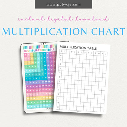 Multiplication Table Printable Template – Digital download for practicing and mastering multiplication facts