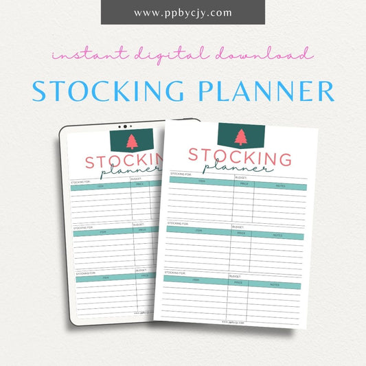 Christmas Stocking Planner Printable Template – Digital Download for Organizing and Managing Christmas Stocking Stuffers and Gifts