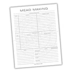 Mead making log sheet with columns for recording activities and notes on a white background.