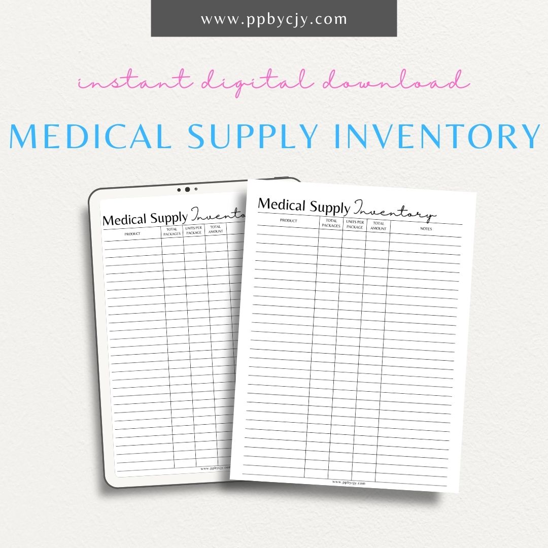 Track and organize your medical supplies with this printable medical supply inventory template

