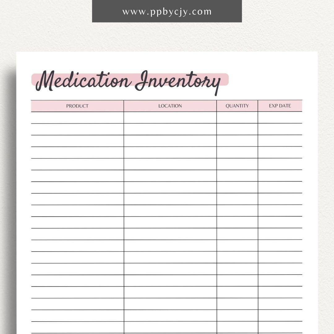 Medication Inventory Printable PDF Template