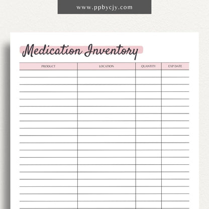 Medication Inventory Printable PDF Template