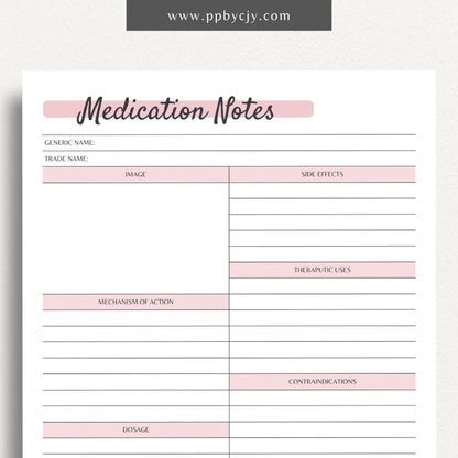 Nursing School Medications Study Guide Printable PDF Template