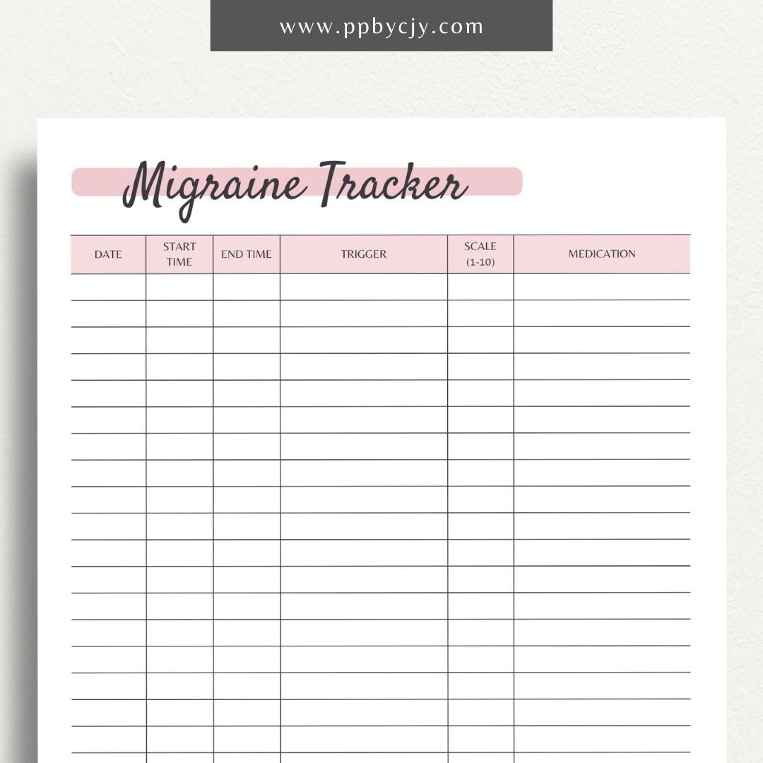 Migraine Tracker Printable PDF Template