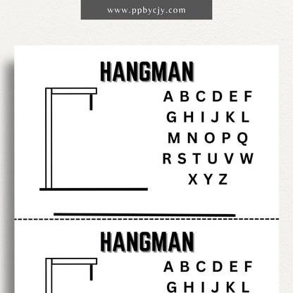 Hangman Game Printable Template – Digital download featuring a classic Hangman game for fun and interactive play.