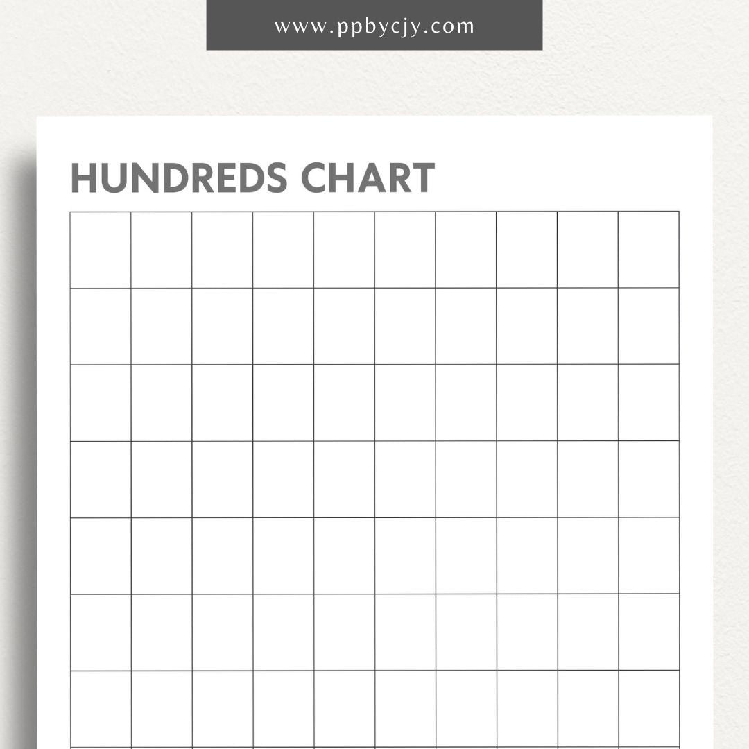 Hundreds Chart Printable Template – Digital download for teaching number patterns and math concepts