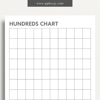 Hundreds Chart Printable Template – Digital download for teaching number patterns and math concepts