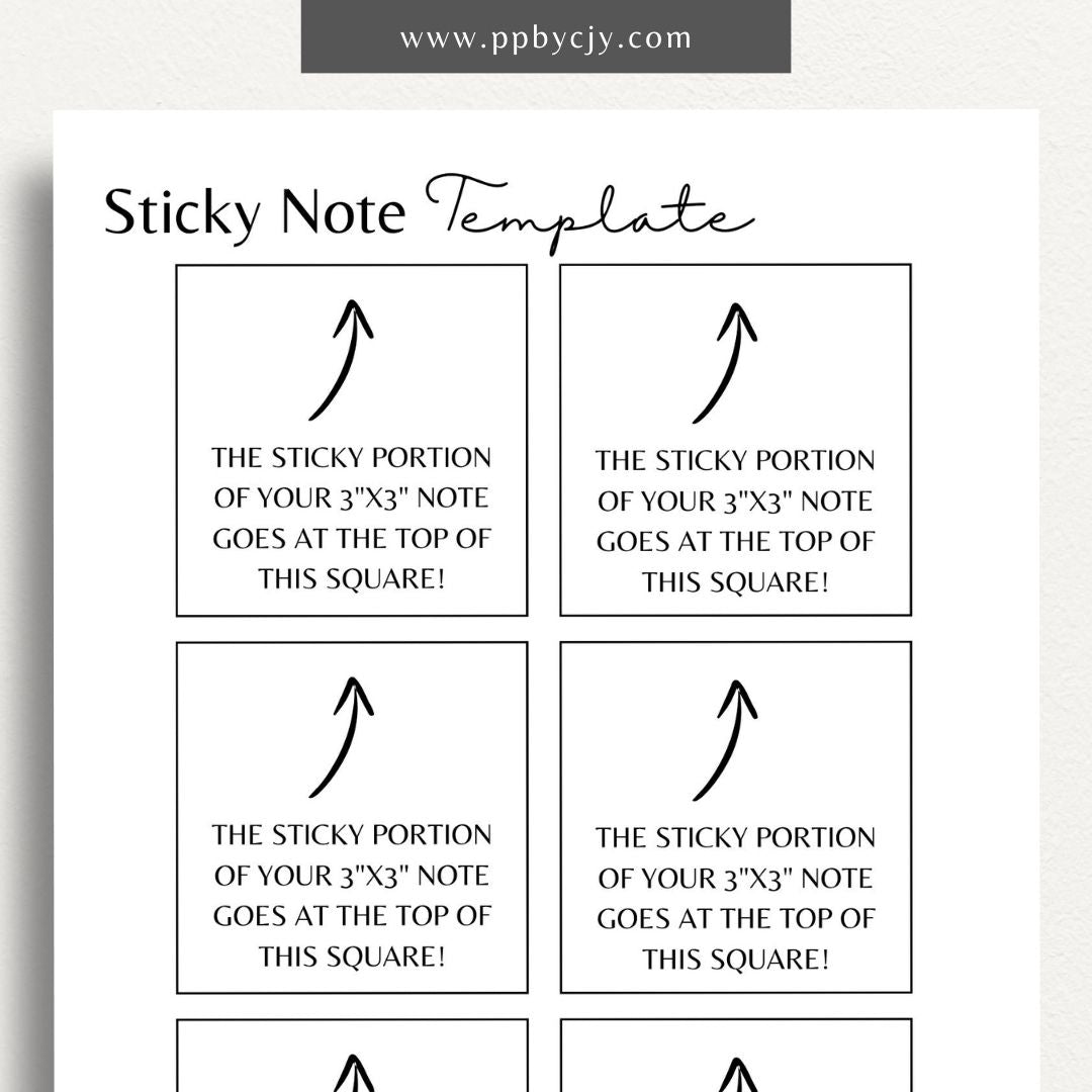 Sticky Notes Printable Template – Digital download for creating and organizing custom sticky notes for reminders, notes, and to-do lists