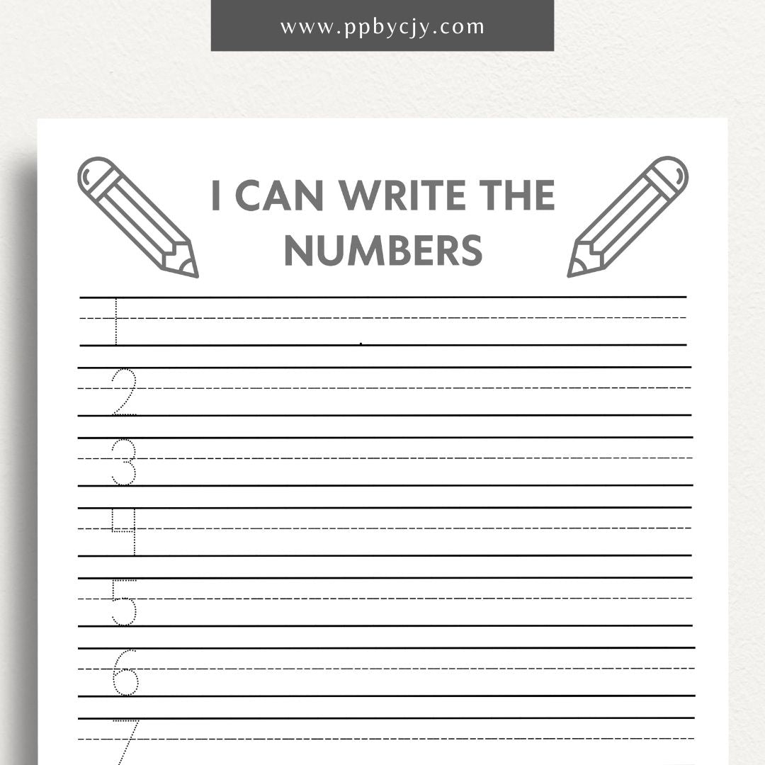 Number Learning Worksheet Printable Template – Digital download for teaching and reinforcing number recognition, writing, and basic math skills.