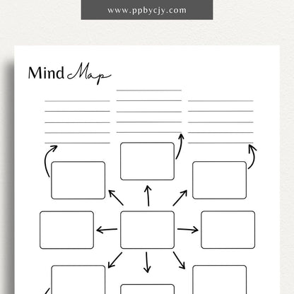 Mind Map Printable Template – Digital download for organizing ideas, brainstorming, and planning projects.