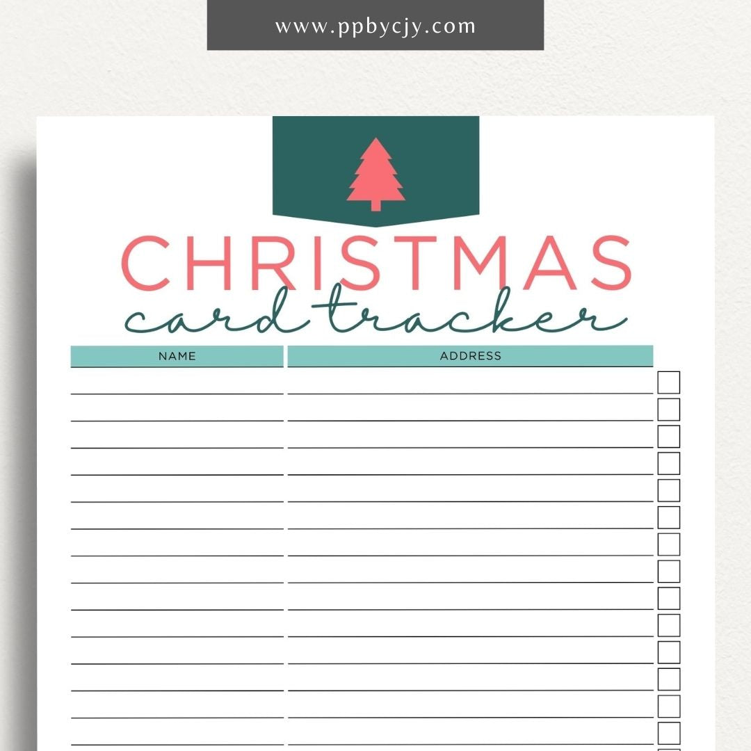 Christmas Card Address Book Printable Template – Digital Download for Organizing and Managing Addresses for Christmas Cards