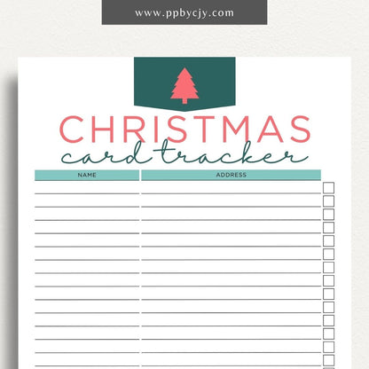 Christmas Card Address Book Printable Template – Digital Download for Organizing and Managing Addresses for Christmas Cards