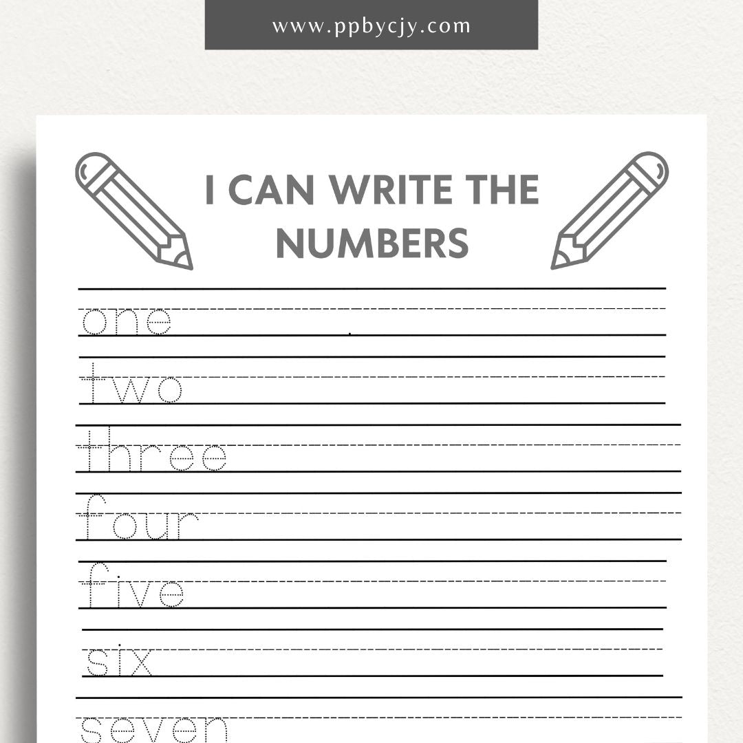 Number Learning Worksheet Printable Template – Digital download for teaching and reinforcing number recognition, writing, and basic math skills.