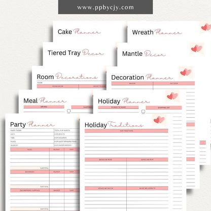 Valentine's Day Planner Bundle Printable Template – Digital download for a comprehensive set of planners to organize and manage all aspects of Valentine's Day, including gift planning, event schedules, meal ideas, and romantic activities