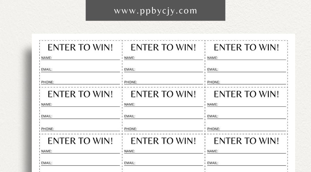 Raffle Ticket Template Printable – Digital download for event ticket creation