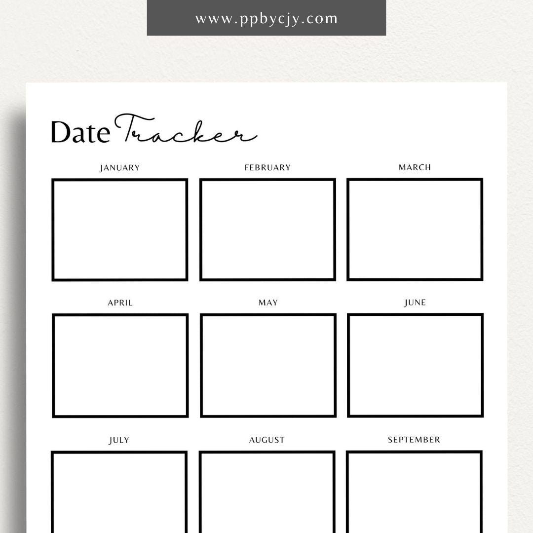 Important Date Yearly Calendar Printable Template – Digital download for organizing and tracking significant dates and events throughout the year.