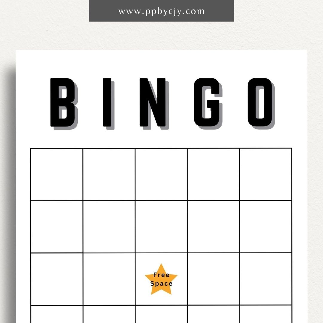 Bingo Card Printable Template – Digital Download for Creating and Playing Bingo Games