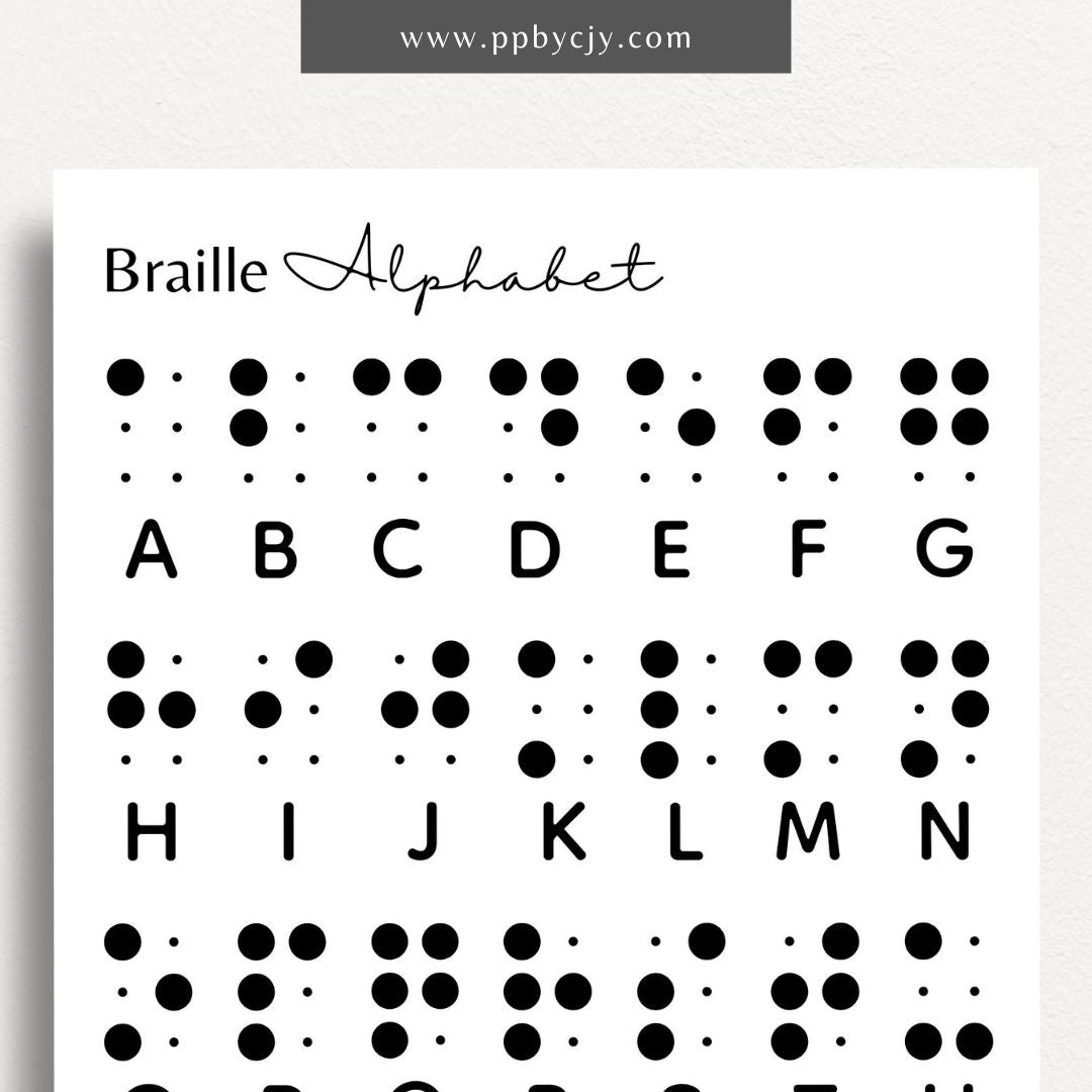 Braille Alphabet Sheet Printable Template – Digital download for learning and teaching the Braille alphabet and tactile reading skills