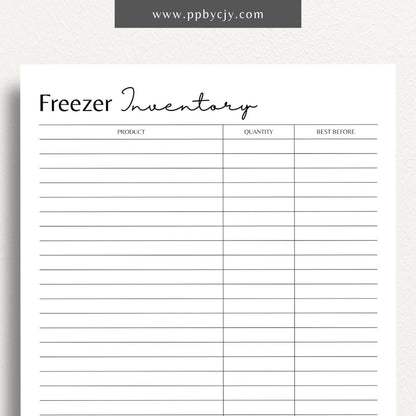 Freezer Inventory Printable Template – Digital download for organizing and managing the contents of your freezer.