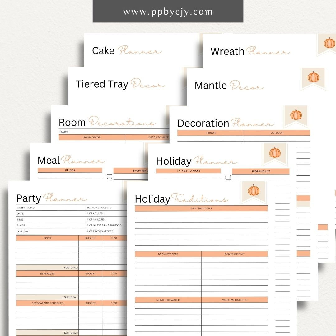 Halloween Holiday Planner Printable Template – Digital download for organizing and managing Halloween events, activities, and decorations.