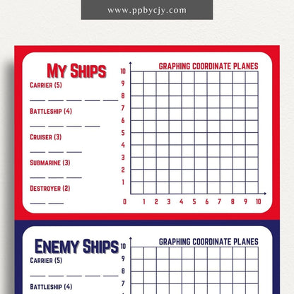 Battleship Game Printable Template – Digital Download for Playing the Classic Naval Strategy Game