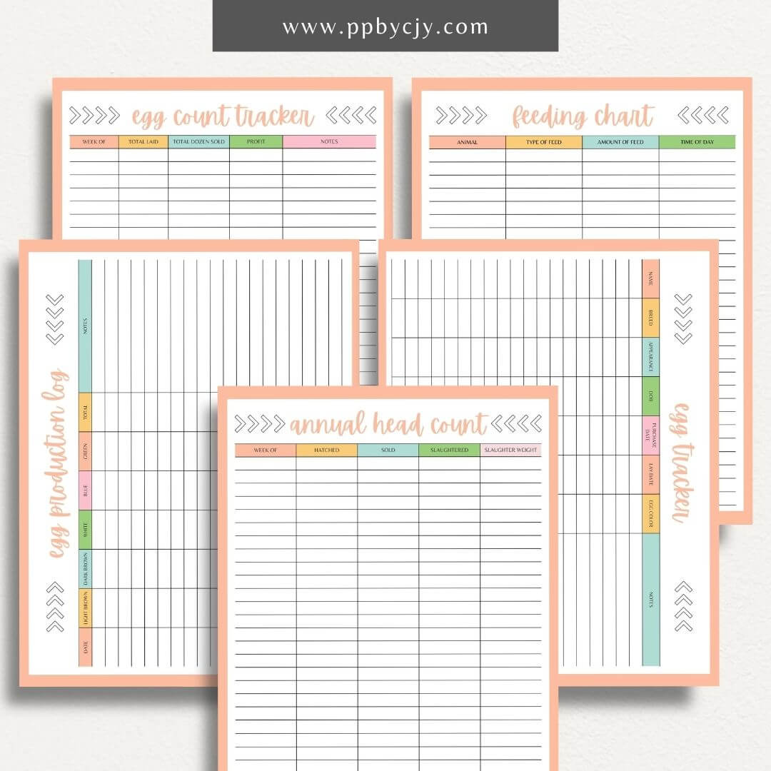 Chicken Egg Bundle Printable Template – Digital Download for Organizing and Tracking Chicken Egg Collection and Management