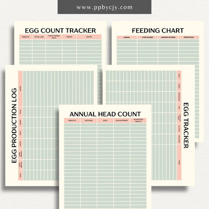 Chicken Egg Bundle Printable Template – Digital Download for Organizing and Tracking Chicken Egg Collection and Management