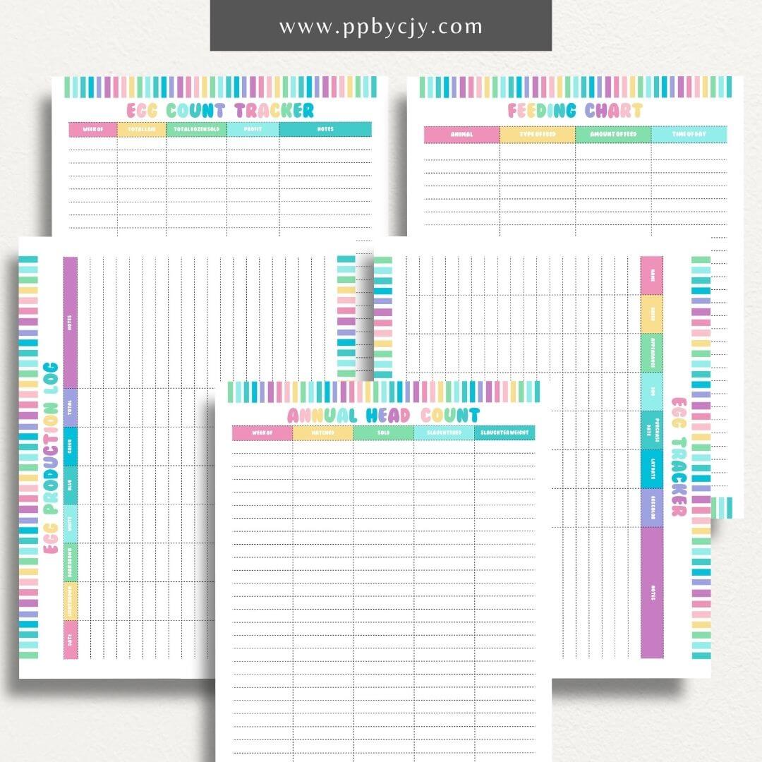 Chicken Egg Bundle Printable Template – Digital Download for Organizing and Tracking Chicken Egg Collection and Management